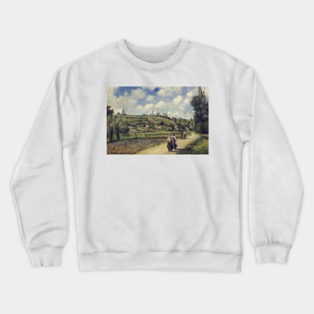 Landscape near Pontoise, the Auvers Road by Camille Pissarro Crewneck Sweatshirt by Classic Art Stall